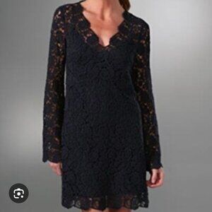 DVF Mini Dress Size 0 Black Crochet Lace Bell Sleeve Night Out NWT Hippolyte
